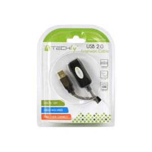 Cablu prelungitor USB 2.0 activ 10m,  USB A/USB A M/F  negru, TECHLY 023646