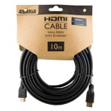 Cablu HDMI - HDMI High Speed cu Ethernet (v1.4), 3D, HQ, negru, 10m, 4World 08608