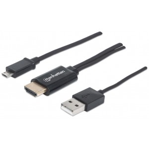 Cablu MHL Adaptor Micro-USB 5-pin la HDMI, pentru conectare Smartphone la TV,    Manhattan 151498