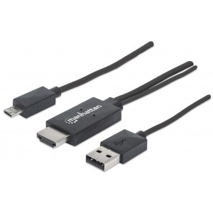 Cablu MHL Adaptor Micro-USB 11-pin la HDMI, conectare smartphone la TV  [Manhattan  151511]