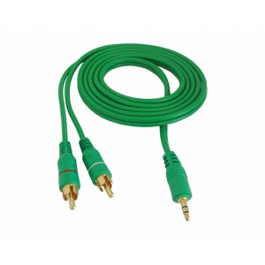 Cablu jack 3,5mm la 2RCA 1,5m verde 4.0X8mm
