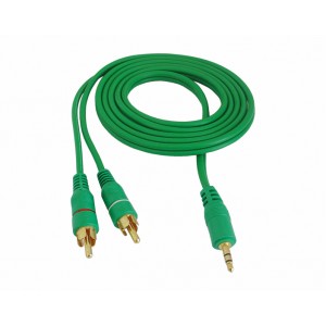 Cablu jack 3,5mm la 2RCA 5m verde 4.0X8mm