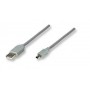 Cablu Hi-Speed USB 2.0 A-B Mini (Mitsumi) M/M 1,8m gri, Manhattan