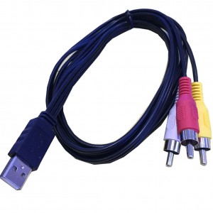 AV RCA LA USB  Cablu adaptor convertor AV audio-video 3 RCA la USB tata, pentru conectare echipament AV la TV / Media Player