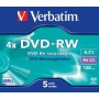Verbatim DVD-RW capacitate 4.7GB, viteza scriere 4x, jewel case, 5 bucati