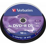 DVD+R double layer 8.5GB, VERBATIM , 240min, viteza 8x, 10 buc, Double Layer, spindle, „Matt Silver” „43666”