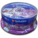 DVD+R double layer 8.5GB, VERBATIM, 240min, viteza 8x, 25 buc, Double Layer, spindle, printabil, „Wide Inkjet Printable” „43667”