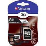 Card Memorie microSDHC 8GB Clasa10 cu adaptor, Verbatim premium 44081