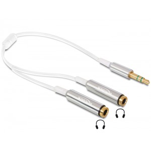 Splitter audio stereo jack 3.5 mm la 2 x jack 3 pini T-M 25 cm, Delock 65355