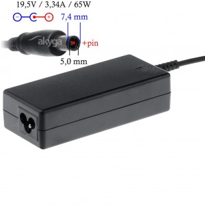 Alimentator notebook DELL 19.5V / 3.34A, 65W,conector 7.4x5.0 mm + pin , compatibil, Akyga
