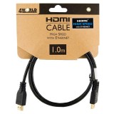 Cablu HDMI cu ethernet M / M, v1.4, 3D, High Quality, black, 1m