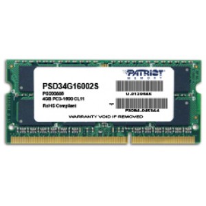 Memorie Laptop 4GB DDR3  NOU PC12800 1600MHz CL11, Patriot PSD34G16002S, Sodimm