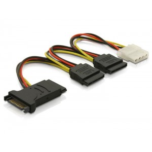 Cablu alimentare SATA 15pin > 3x SATA HDD + 1x 4pin IDE, Delock 60106