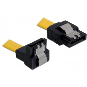 Cablu SATA 6 Gb/s male straight > SATA male down 30 cm yellow metal