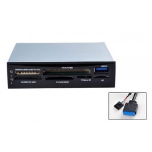  Cititor carduri I-BOX 88in1 + USB 3.0, negru, intern