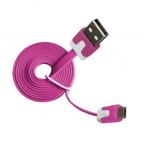 Micro USB Cabel 2.0 A-B M/M 1m, flat design, MLU527NK pink