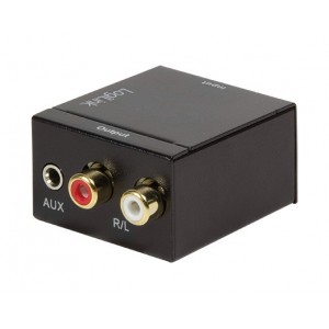 CONVERTOR AUDIO DIGITAL la ANALOG:  intrare: 1 x Toslink, 1 x Coaxial, iesire: 2 x RCA, 1 x 3.5mm jack, 24-bit, 96KHz, alimentator extern 5V / 1A, black, LOGILINK „CA0101”