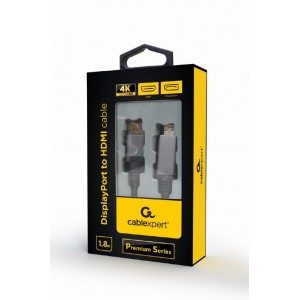 CABLU DisplayPort (T) la HDMI (T), DP v1.2, 4K (3840 x 2160) la 60Hz, 1.8m, negru, Gembird