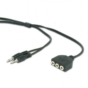 CABLU audio Splitter stereo (2x jack 3.5mm Tata la 3x jack 3.5mm Mama; permite conectarea boxelor si castilor in acelasi timp), 1m, negru, Gembird 