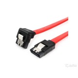 Cablu SATA 50cm cu unghi 90 grade si clipsuri metalice la capete,  Serial ATA III 50 cm Data Cable with 90 degree bent metal clips red