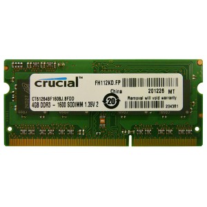 Memorie laptop 4GB DDR3 PC12800 1600MHz, Crucial CT51264BF160BJ, SODIMM