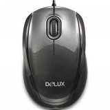 Mouse Delux cu fir, optic, 126BU, 1000dpi, negru, USB