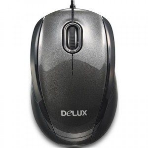Mouse Delux cu fir, optic, 126BU, 1000dpi, negru, USB