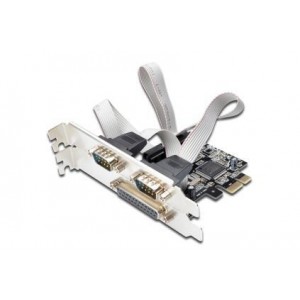Adaptor card PCI-express la 2 porturi Serial DB9 RS-232 + 1 port Paralel DB25 LPT,  DIGITUS DS-30040-2, Chipset MCS9901 