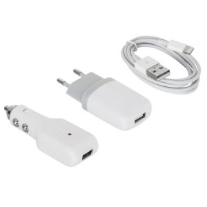 KIT 3 in 1 Alimentator Auto / Retea / Cablu pentru iPhone 5/6