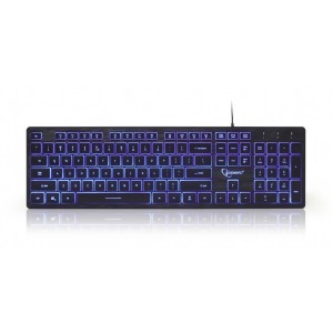 TASTATURA iluminare de fundal 3 culori, USB, multimedia 104 taste + 12 taste multimedia, black GEMBIRD „KB-UML3-01”