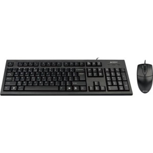 KIT tastatura si mouse cu fir, USB, A4Tech „KR-85” (104 taste, concave) + mouse „OP-620D” (4 butoane, scroll 4 directii), black, „KR-8520D-USB”
