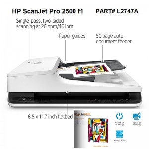 Scanner HP ScanJet Pro 2500 F1 (L2747A) Scaner Universal Flatbed+ADF autodetect, 20ppm, 1200dpi, Duplex
