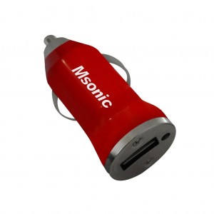 Încărcător de maşină cu USB, Rosu, 1A, DC 12-24V Msonic MY3241UR