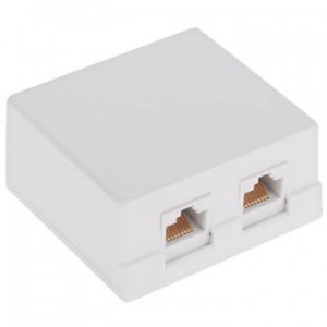 Priza retea UTP apicata, 2 mufe RJ45, cat.5e