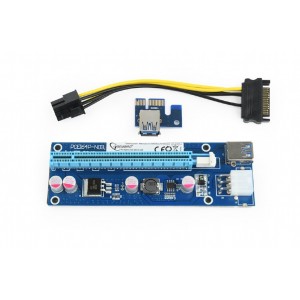Gembird PCI Express Riser Card (6-pin power connector) Extensie pentru placa video suplimentara USB3.0 PCI-E Express 1x To 16x Extender Riser Card Adapter SATA 6Pin Power Cable