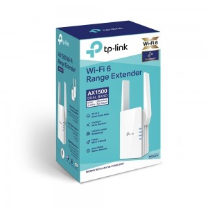 RANGE EXTENDER wireless Wi-Fi 6, dual band 1500Mbps, 1 port Gigabit, 2 antene externe,, TP-LINK „RE505X” , tehnologie "OneMesh"