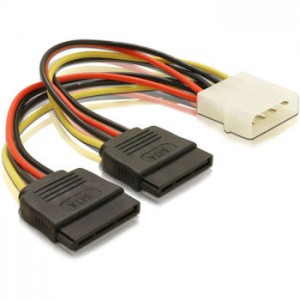 Cablu adaptor 20cm POWER MOLEX/2xSATA, Qoltec 27618