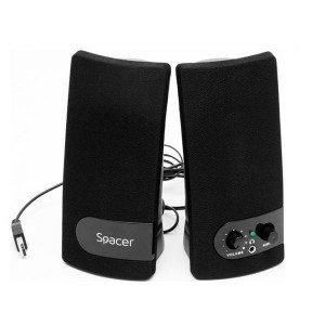 BOXE SPACER 2.0, 6W RMS (2 x 3W), control volum, mufa casti, alimentare USB, negre, „SPB-216”