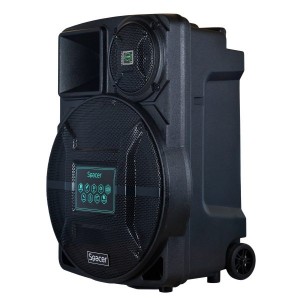 BOXE SPACER portabile bluetooth, tip troler, 120W RMS, SUBWOOFER 15″, telecomanda, microfon wireless, negre