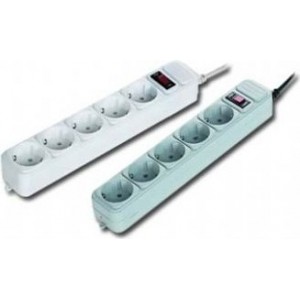PRELUNGITOR cu protectie supratensiune cu 5 prize Schuko, conectare prin Schuko (T), cablu 4.5 m, 16 A, , protectie copii, gri, GEMBIRD  