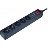 PRELUNGITOR cu 5 prize Schuko, cablu 4.5m, 16A, cu intrerupator si protectie, LED-uri pt. indicare protectie si impamantare, black, GEMBIRD Energenie „SPG5-C-15”