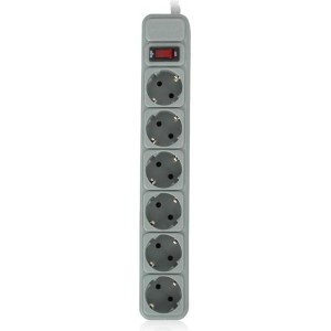 PRELUNGITOR 6 prize Schuko, cablu 3m, 16A, protectie SUPRATENSIUNE si COPII, GEMBIRD „SPG6-B-10C”, gri