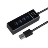 HUB extern cu 4 porturi USB 3.0, conectare prin cablu USB3.0, SPACER, negru HUB extern cu 4 porturi USB 3.0, conectare prin cablu USB3.0, SPACER, negru
