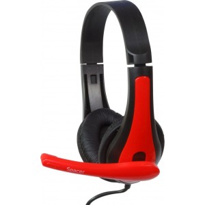 CASTI cu microfon, cablu 1,3M cu jack 3.5mm, red & black SPACER „SPK-507”