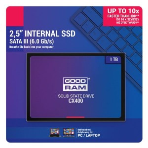 SSD 1TB 2.5 SATA3, r/w 550/490 MB/s, GOODRAM SSD CX400  SSDPR-CX400-01T 