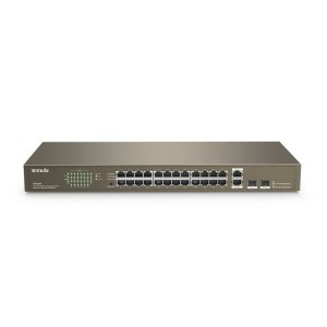 Switch 24 porturi Gigabit, Tenda TEF1026F | Rackmount | Porturi 24 10/100 Mbps, 2 x Gigabit SFP Combo | Carcasa metalica