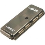 HUB USB extern LOGILINK, 4 porturi USB: USB 2.0, conectare prin USB 2.0, negru, „UH0001A”