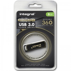 FLASH DRIVE USB 3.0 8GB SECURE 360 ENCRYPTED INTEGRAL