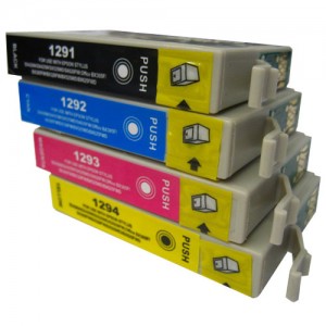 Set Cartuse Autoresetabile Epson 1291, 1292, 1293, 1294, pachet inkjet compatibile EPSON S12 S22, SX120, SX125, SX420, SX425,  SX525, BX320, 305, 325, 525, 625